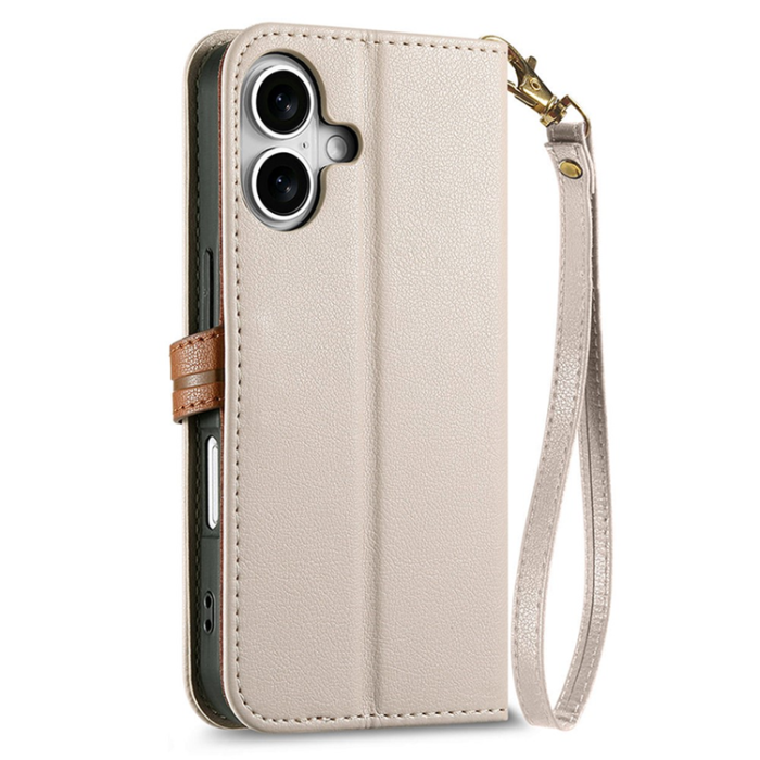 A-One Brand - iPhone 17 Plånboksfodral Leaf Magnetiskt Spänne Konstläder - Beige