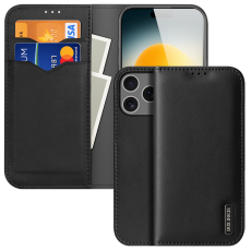 Dux Ducis - Dux Ducis iPhone 17 Pro Plånboksfodral Äkta Läder Hivo - Svart