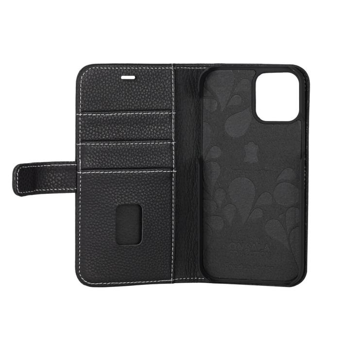 Onsala - Onsala MobilPlånboksfodral Äkta Läder iPhone 12 & 12 Pro - Svart