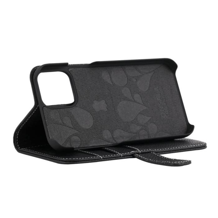 Onsala - Onsala MobilPlånboksfodral Äkta Läder iPhone 12 & 12 Pro - Svart