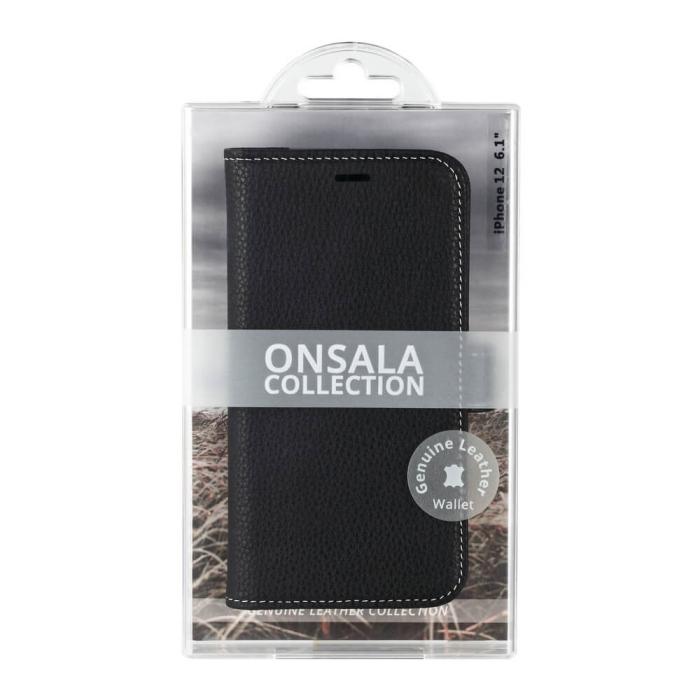Onsala - Onsala MobilPlånboksfodral Äkta Läder iPhone 12 & 12 Pro - Svart
