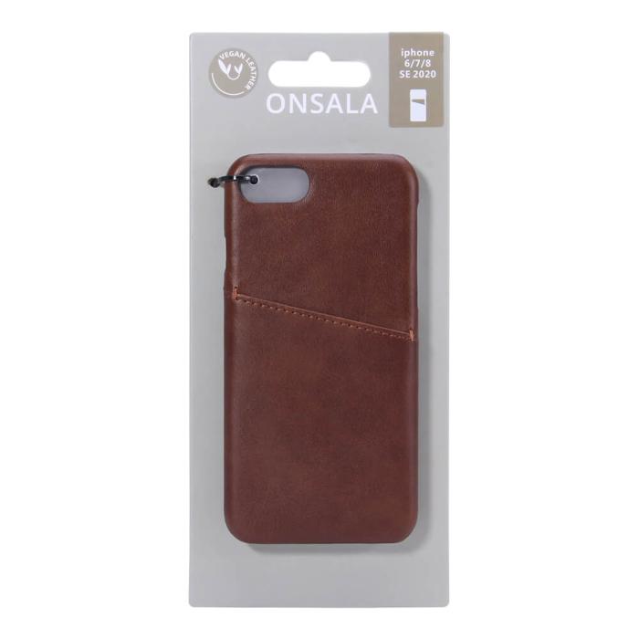 Onsala - ONSALA Mobilskal Brun med Kortfack iPhone 7/8/SE 2020