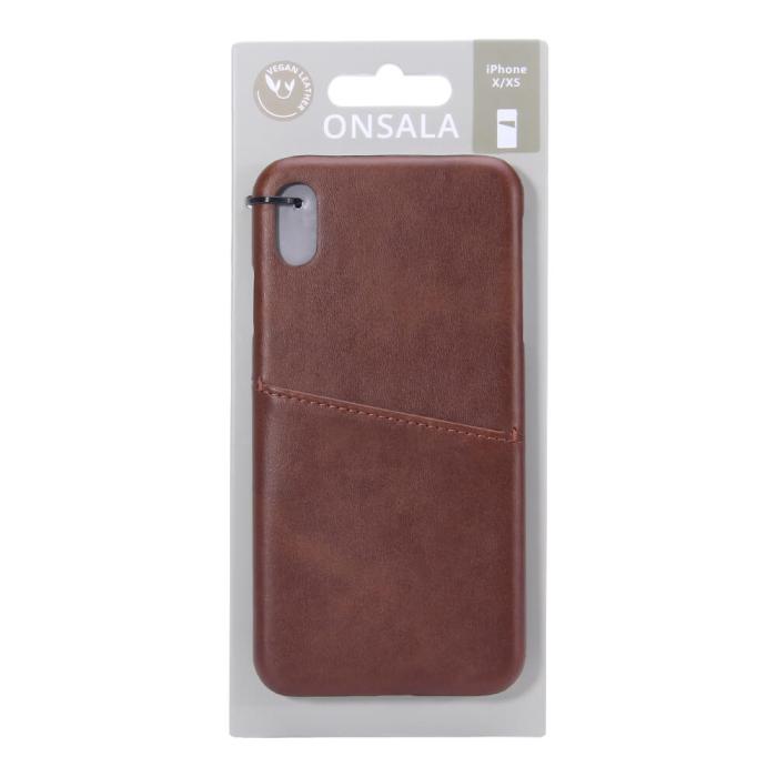 Onsala - ONSALA Mobilskal Brun med Kortfack iPhone X/XS