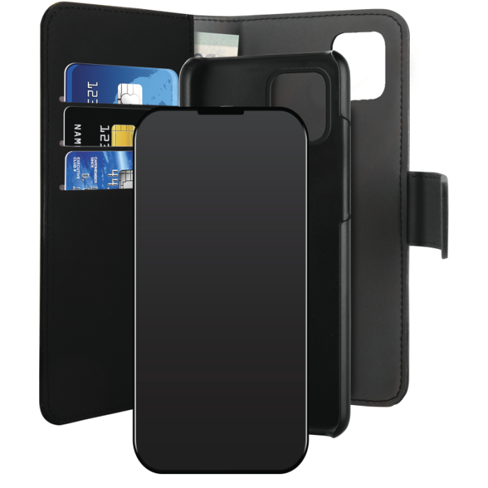 UTGATT1 - Puro EcoLeather Avtagbart Plånboksfodral iPhone 12 Mini - Svart