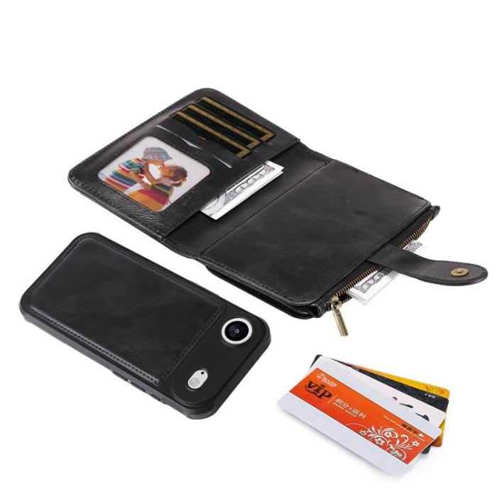 A-One Brand - iPhone Air Plånboksfodral Detachable korthållare - Svart