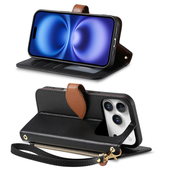 A-One Brand - iPhone 17 Pro Max Plånboksfodral Leaf Magnetiskt Spänne Konstläder