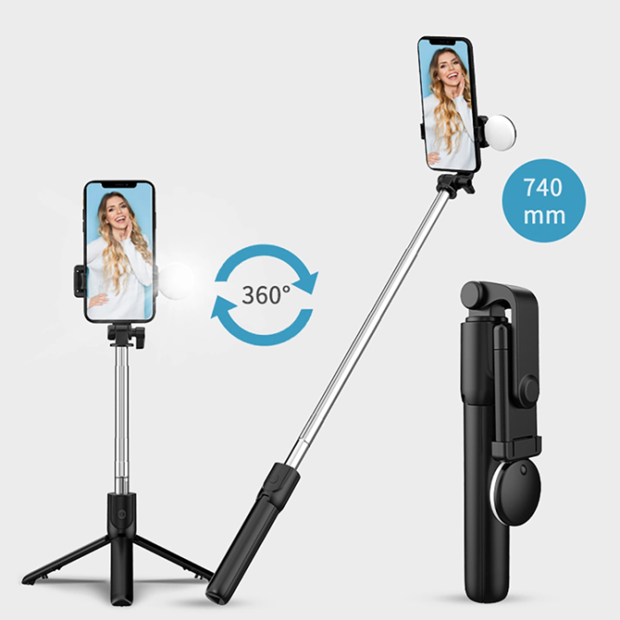 OEM - Selfie Stick WR1YXS Telescopic Tripod 0.71m med Rund Lampa