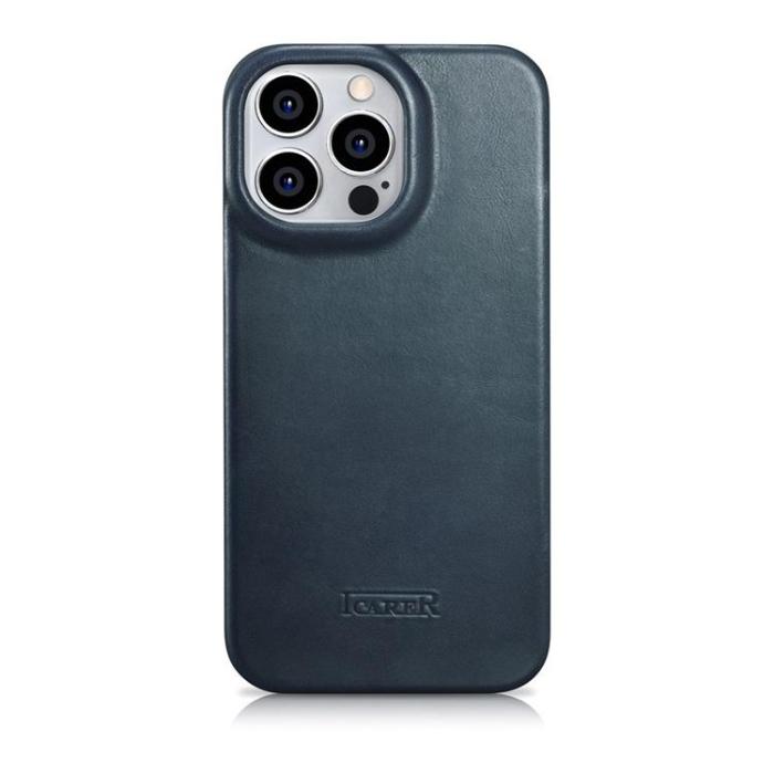 ICARER - iCarer iPhone 14 Pro Max Plånboksfodral Magsafe Läder - Blå