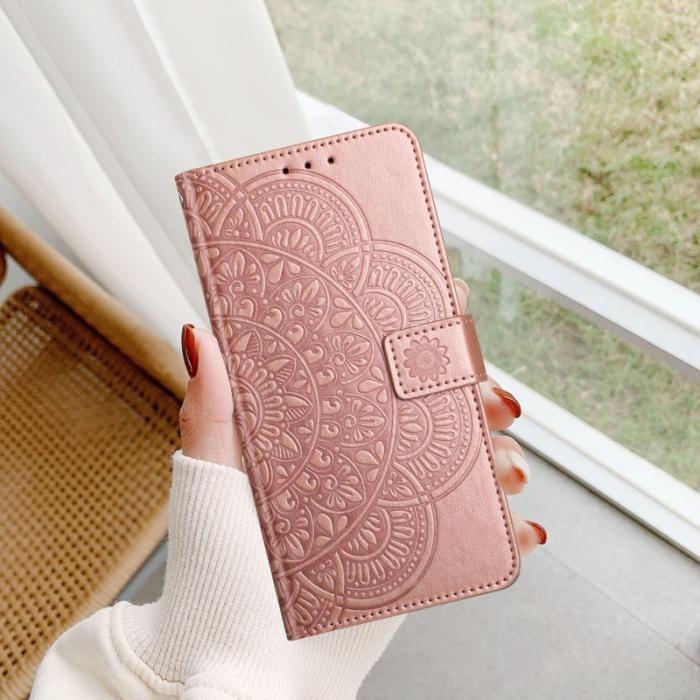 OEM - Samsung Galaxy A37 Plånboksfodral Konstläder Mandala Mönster - Roséguld