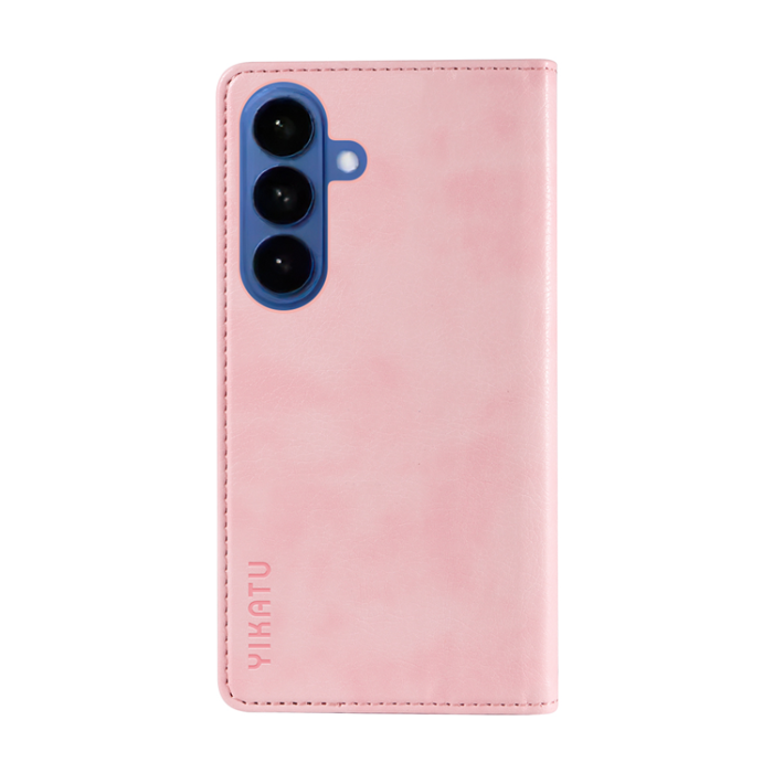 YIKATU - YIKATU Galaxy S26/S26 Pro Plånboksfodral Litchi Läder - Rosa