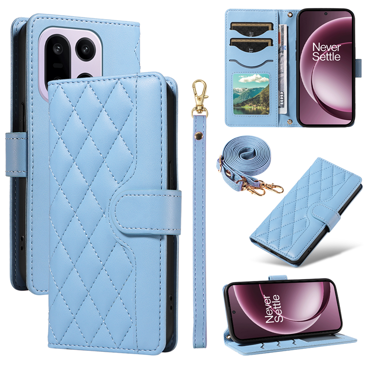 OnePlus 15 5G Plånboksfodral Rhombus Konstläder (Blå) | 2353 | AlltMobil
