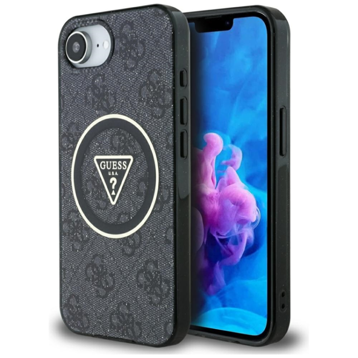 Guess - Guess iPhone 16e Mobilskal Magsafe Metal Glitter - Svart