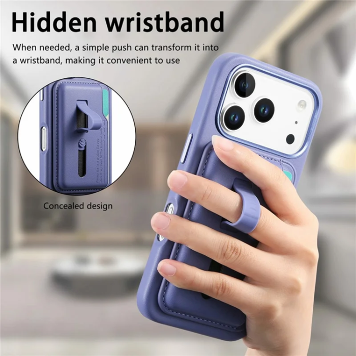 A-One Brand - iPhone 17 Pro Max Mobilskal Magsafe Detachable korthållare - Blå