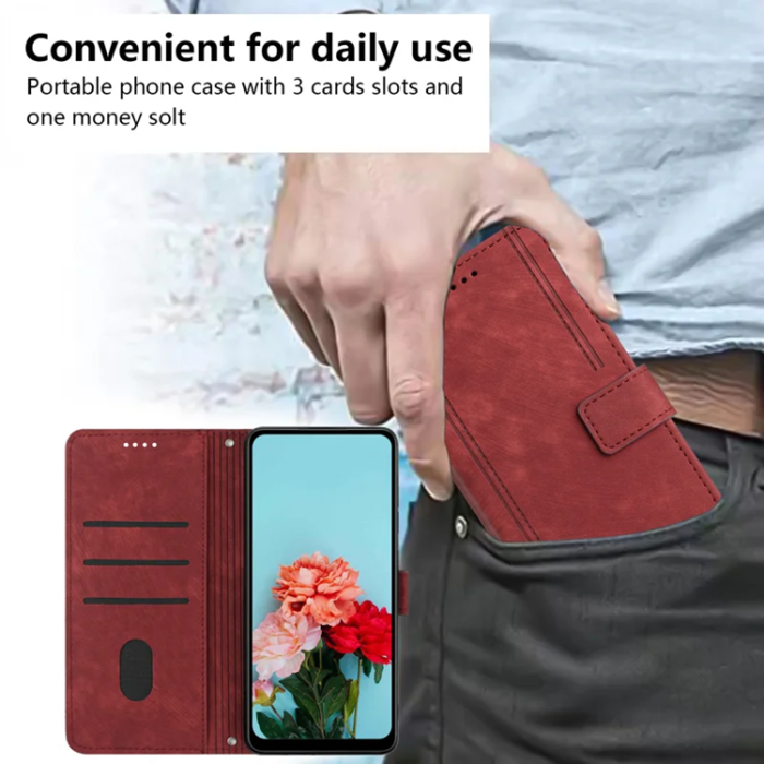 A-One Brand - Sony Xperia 10 VII Plånboksfodral Imprinted Lines - Röd