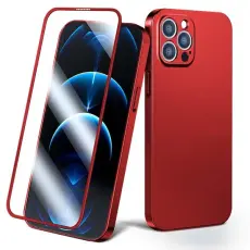 Joyroom - Joyroom 360 Skal Plus Härdat glas iPhone 13 Pro Max - Röd