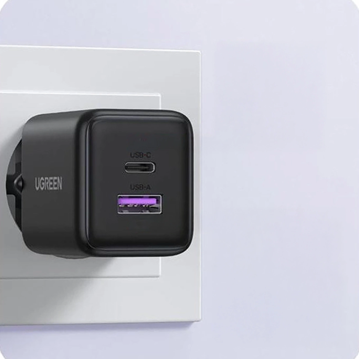 Ugreen - Ugreen GaN Snabbladdare 30W USB-C - USB-A X516 - Grå
