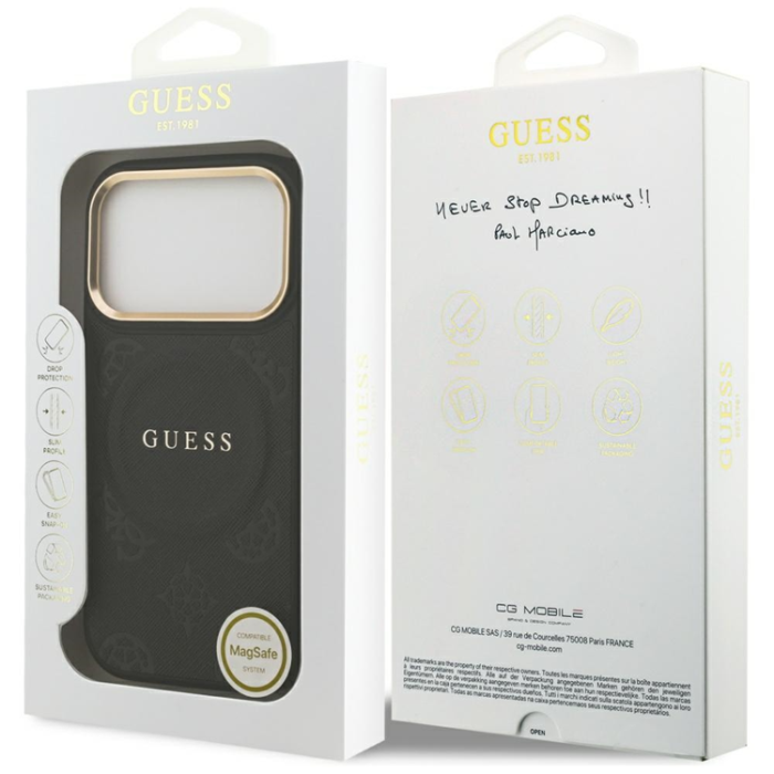 Guess - Guess iPhone 17 Pro Mobilskal Magsafe Peony Hot Stamp - Svart