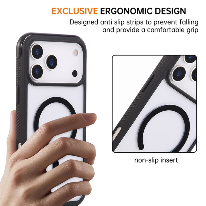 A-One Brand - iPhone 17 Pro Max Mobilskal MagSafe TPU+PC Transparent - Svart