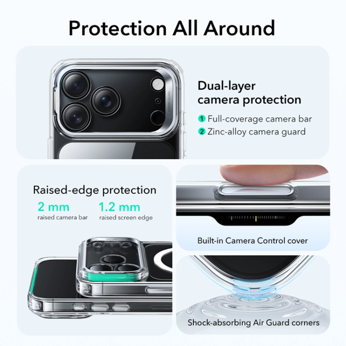 ESR - ESR iPhone 17 Pro Max Mobilskal Magsafe Kickstand Classic Hybird - Clear