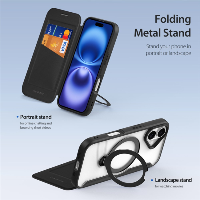 Dux Ducis - Dux Ducis iPhone 17 Plånboksfodral MagSafe Skin X Pro Kickstand - Svart