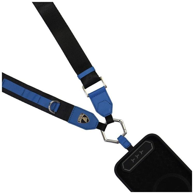 Lamborghini Crossbody Mobilrem Webbing Strap - Blå