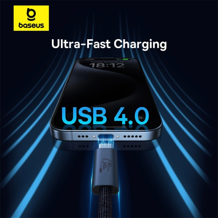 BASEUS - Baseus USB-C till USB-C kabel Snabb 240W 1m - Svart