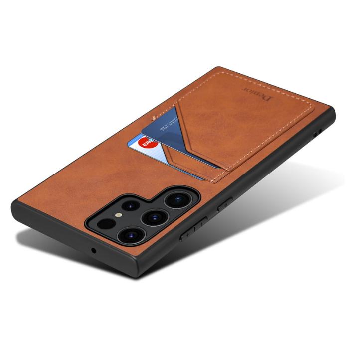 DENIOR - DENIOR Samsung Galaxy S23 Ultra Fodral KonstLäder PC+TPU Brun