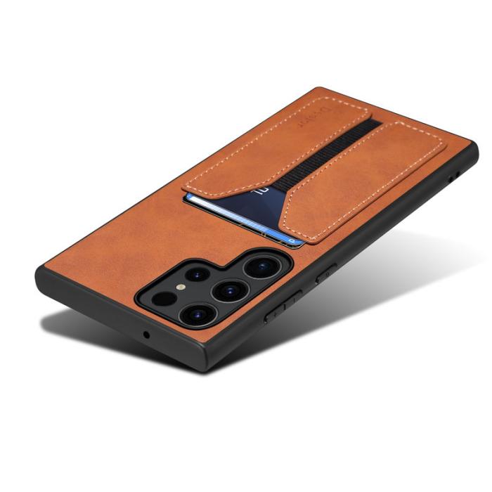 DENIOR - DENIOR Samsung Galaxy S24 Ultra Fodral KonstLäder Kortfack - Brun