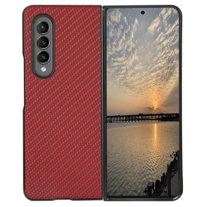 OEM - Galaxy Z Fold 4 Skal Carbon Fiber - Röd