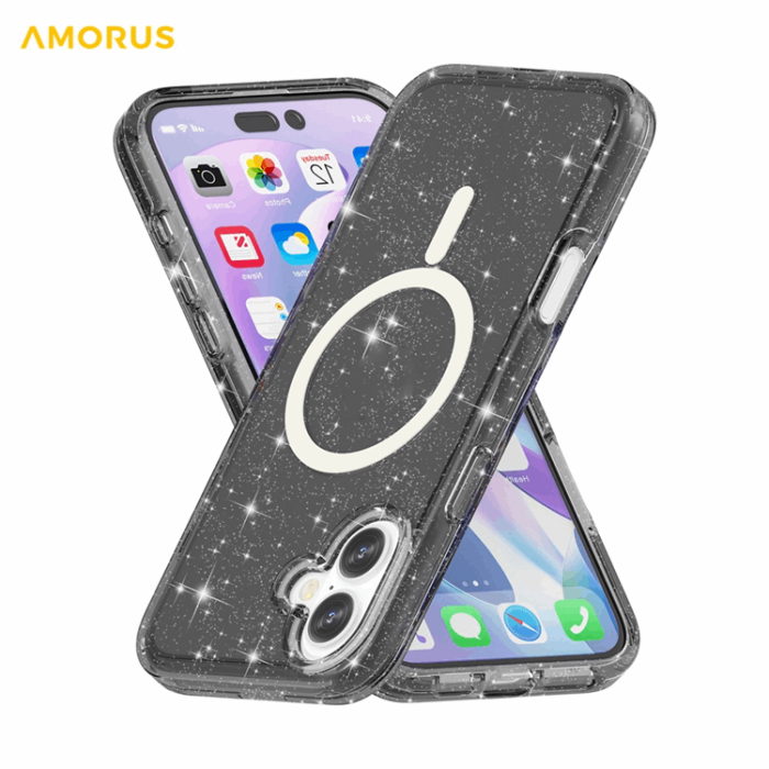 AMORUS - AMORUS iPhone 17 Mobilskal Magsafe Glitter Powder PC + TPU