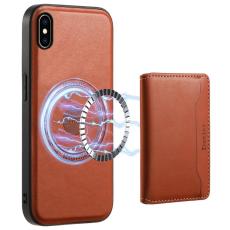 DENIOR - DENIOR iPhone XS Max Fodral Kickstand KonstL&auml;der Brun