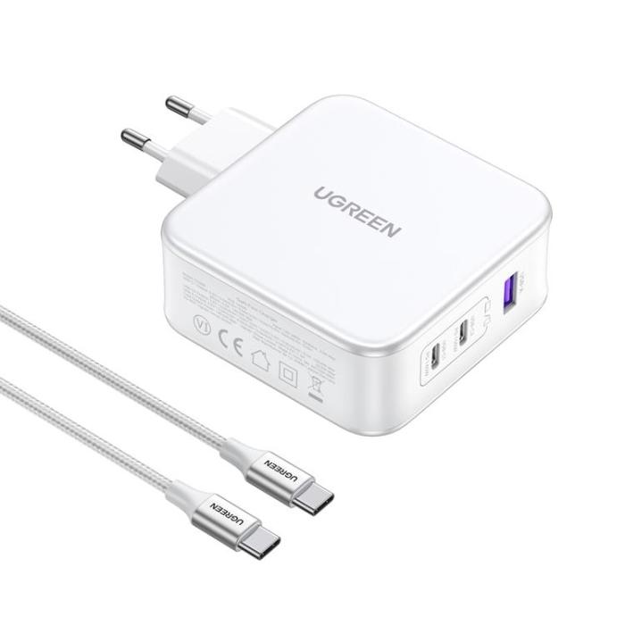 Ugreen - Ugreen Väggladdare 2x USB-C/USB-A 140W USB-C Kabel 1.5m - Vit