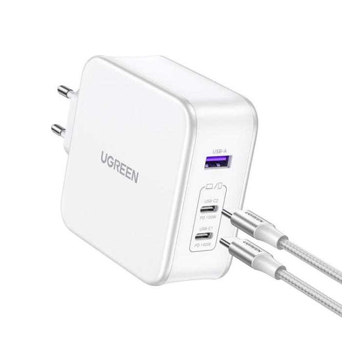 Ugreen - Ugreen Väggladdare 2x USB-C/USB-A 140W USB-C Kabel 1.5m - Vit