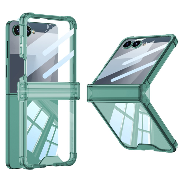 GKK - GKK Galaxy Z Flip 7 Mobilskal med Back Film Airbag Hinge - Grön