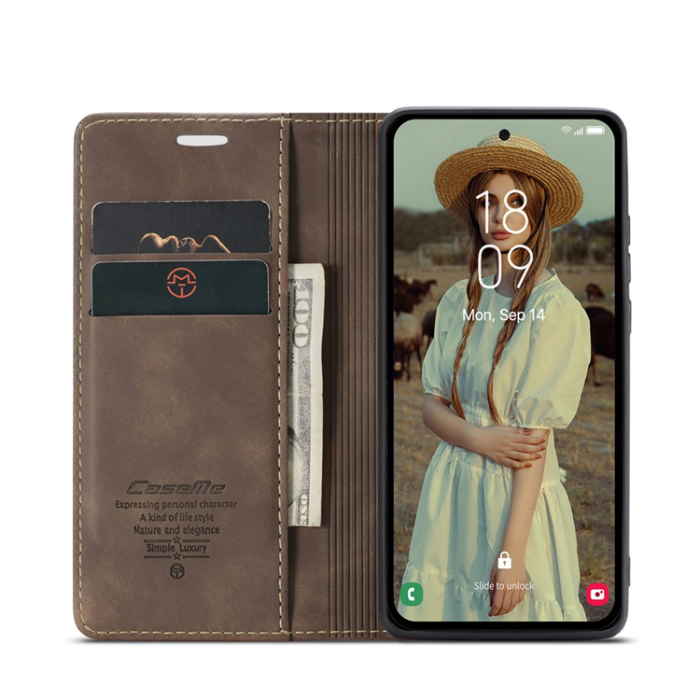 Caseme - CASEME Galaxy A56 5G Plånboksfodral 013 Series Läder - Coffee