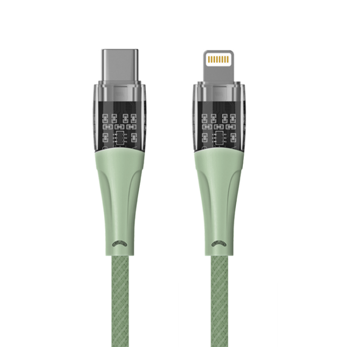 QUALO - QUALO USB-C - till Lightning Kabel 1.5m 2.4A Transparent nylon