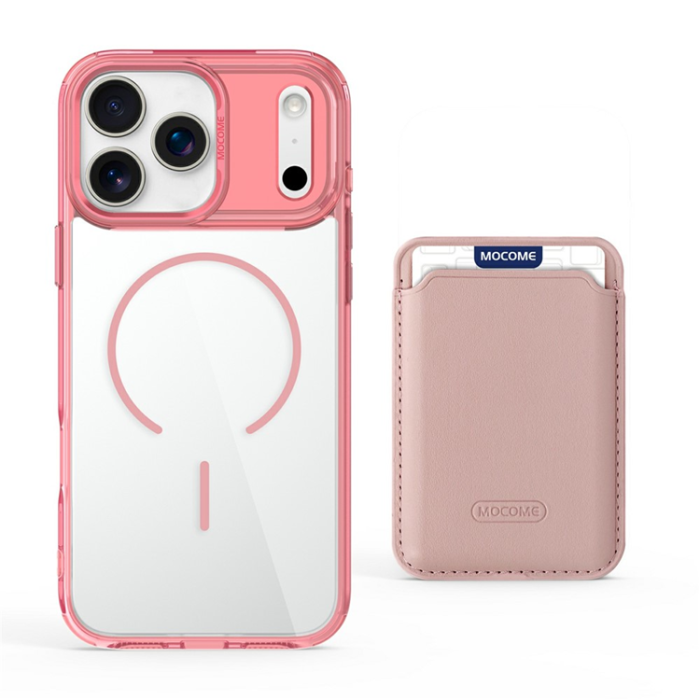 A-One Brand - iPhone 17 Pro Mobilskal MagSafe med Korthållare - Transparent Rosa