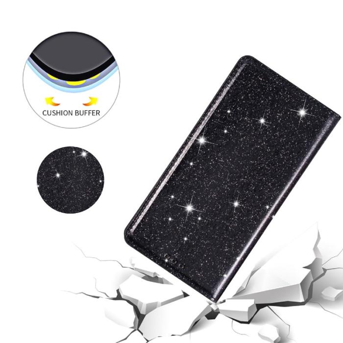 OEM - Mobilskal till SAMSUNG Galaxy S26 Glittrig PU Läder + TPU Kortfack - Svart