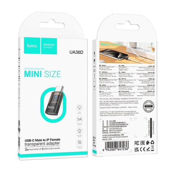 Hoco - Hoco USB-C Till Lightning Adapter UA36D - Svart