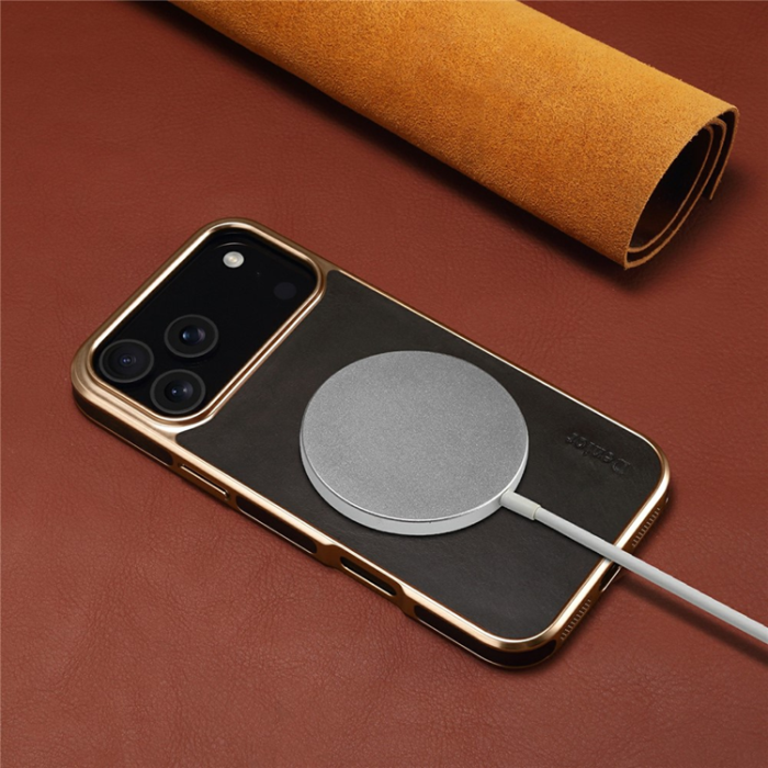 DENIOR - DENIOR iPhone 17 Pro Max Mobilskal Äkta Läder Electroplating