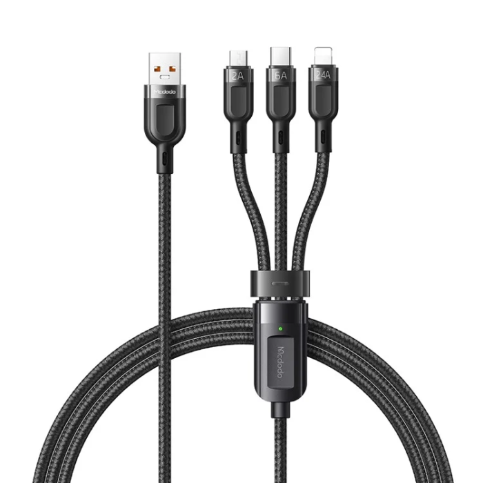 MCDODO - MCDODO 3in1 USB/USB-C/Lightning/microUSB Kabel CA-093 - Svart
