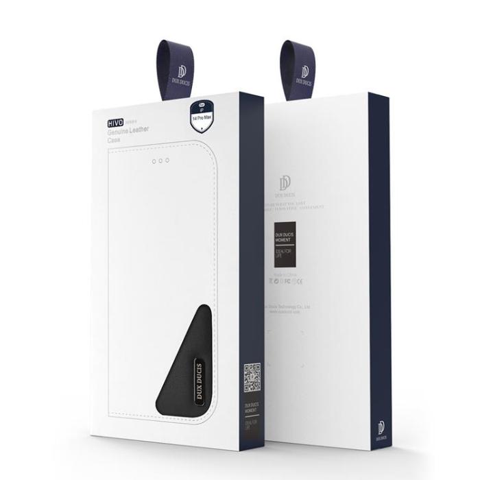 Dux Ducis - Dux Ducis iPhone 14 Pro Max Plånboksfodral Äkta Läder Hivo Flip - Svart