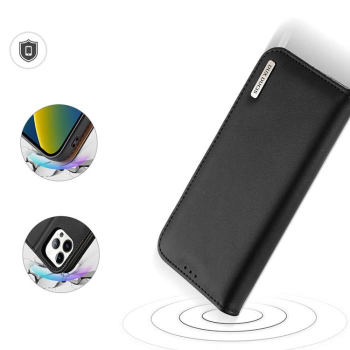 Dux Ducis - Dux Ducis iPhone 14 Pro Max Plånboksfodral Äkta Läder Hivo Flip - Svart