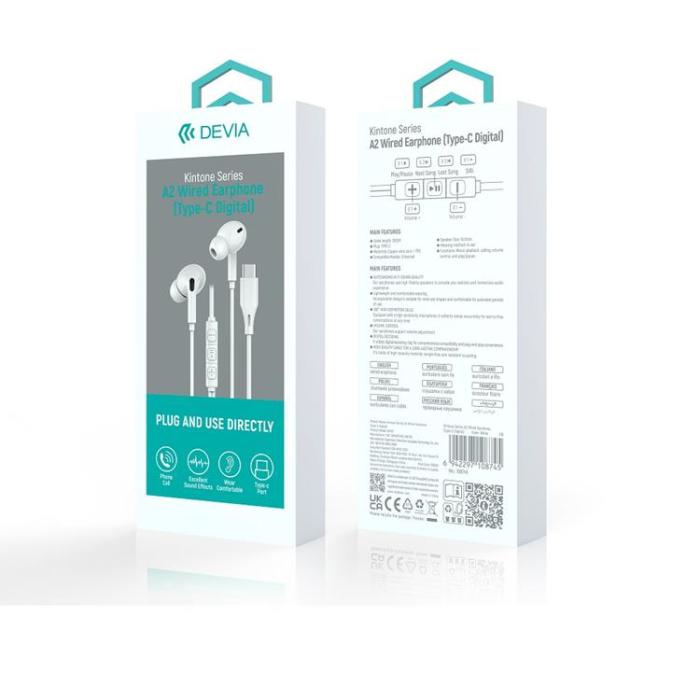 Devia - Devia In-Ear Trådbundna Hörlurar USB-C Kintone A2 Digital - Vit