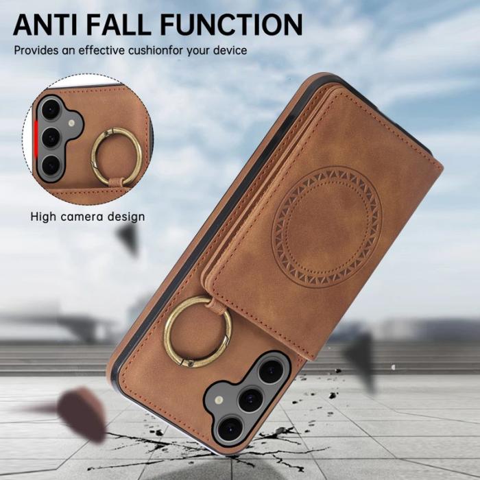 OEM - Mobilfodral för Samsung Galaxy S26 Plus Kickstand Kortfack - Brun