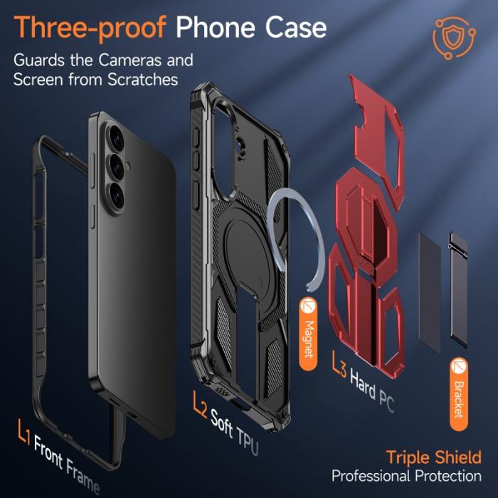 OEM - Mobilskal för Samsung Galaxy S26 Magnetiskt TPU + PC Kickstand - Röd