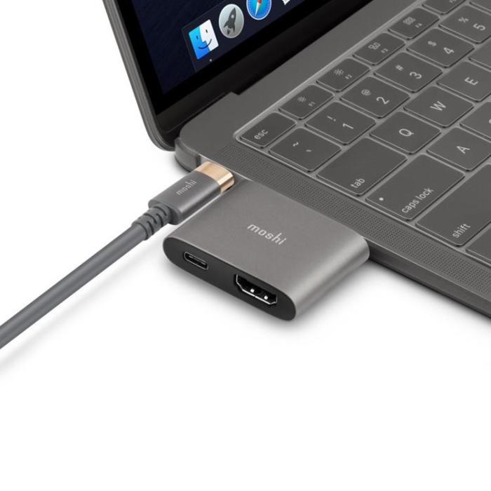 Moshi - Moshi USB-C Till HDMI Adapter Med Laddning - Grå
