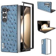 ABEEL - ABEEL Mobilskal till Samsung Galaxy Z Fold6 5G &Auml;kta L&auml;der Ostrich Bl&aring;