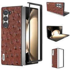 ABEEL - ABEEL Mobilskal till Samsung Galaxy Z Fold6 5G &Auml;kta L&auml;der Ostrich - Brun