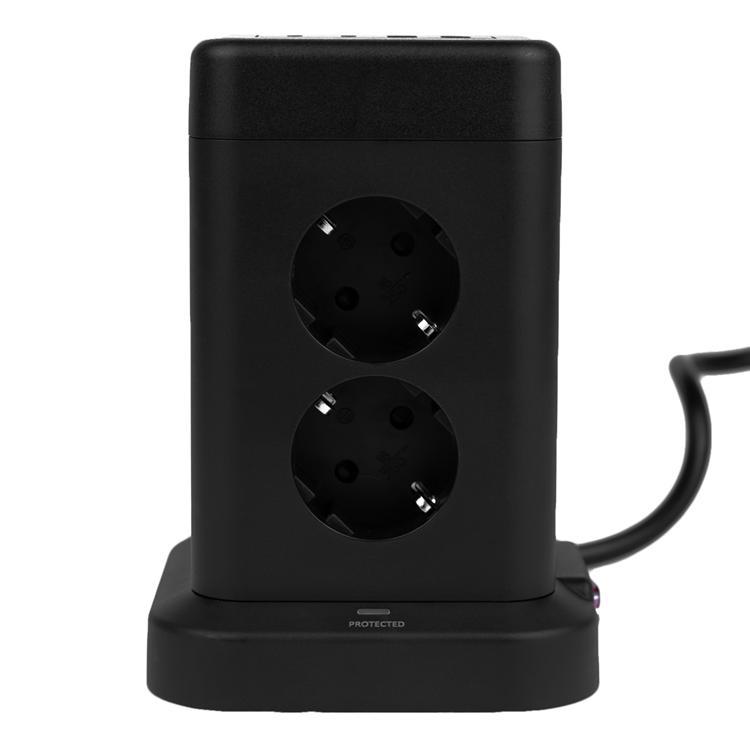 Huslog Vertikal Förlängningssladd med USB - Svart | 311 | AlltMobil